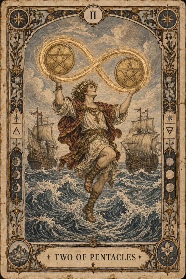Dvojka pentaklov (Two of Pentacles)